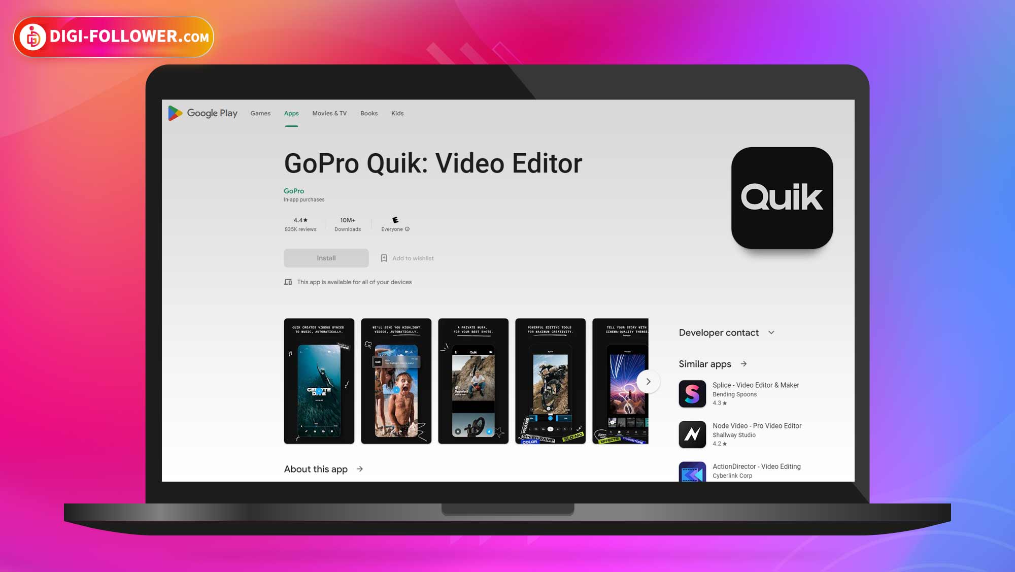 نرم افزار GoPro Quik  (Android و IOS)